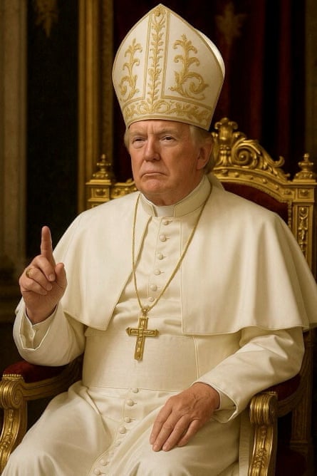 An AI-generated image of Donald Trump as the pope, which the president posted on social media.
