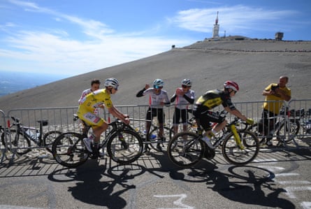 Tadej Pogacar follows Jonas Vingegaard up Ventoux