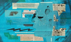 A collage illustration of a human face and newspaper clippings to represent the challenge of tackling fake news.