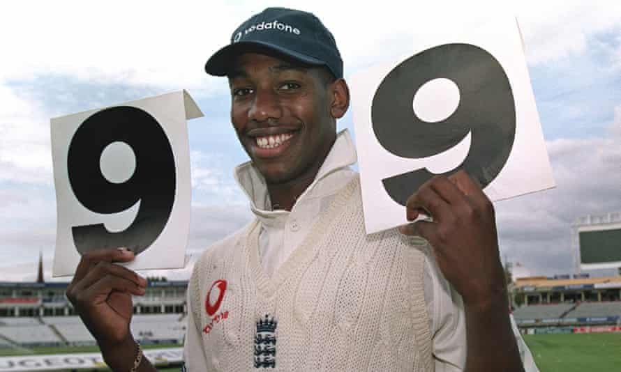 Alex Tudor poses after scoring 99 not out for England against New Zealand at Edgbaston in 1999.