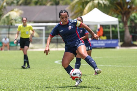 Alma Mana’o on the ball against the Cook Islands