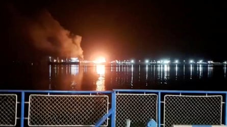 An explosion during Russian drone strikes near Orlivka.