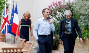 Theresa May and Emmanuel Macron at Fort de Bregancon, with Brigitte Macron.