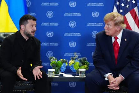 Volodymyr Zelenskyy speaking with Donald Trump at the UN general assembly