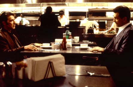 A scene in a noirish 1990s film