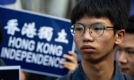 Tony Chung pictured at a protest in 2019