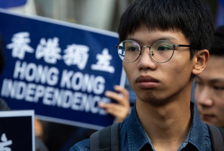 Tony Chung at a pro-independence protest in Hong Kong.