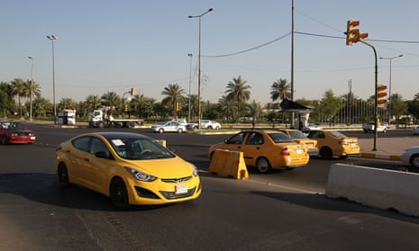 Cars in Baghdad’s high-security Green Zone