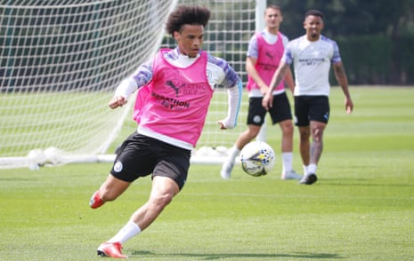 Leroy Sané, pictured in training with Manchester City this week, will sign a five-year deal with Bayern Munich.