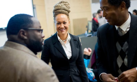 Rachel Dolezal, Spokane’s NAACP president, at a Black Lives Matter event in January.