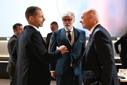 Uefa president Aleksander Ceferin (left) and his Fifa counterpart, Gianni Infantino (right)