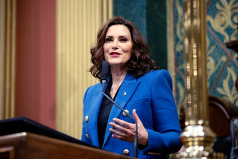 Michigan Governor Gretchen Whitmer delivers her State of the State address at the state Capitol in Lansing on 25 January 2023.