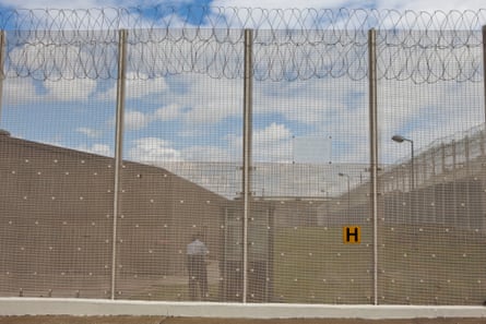 Perimeter fence topped with razor wire at the Mount prison.