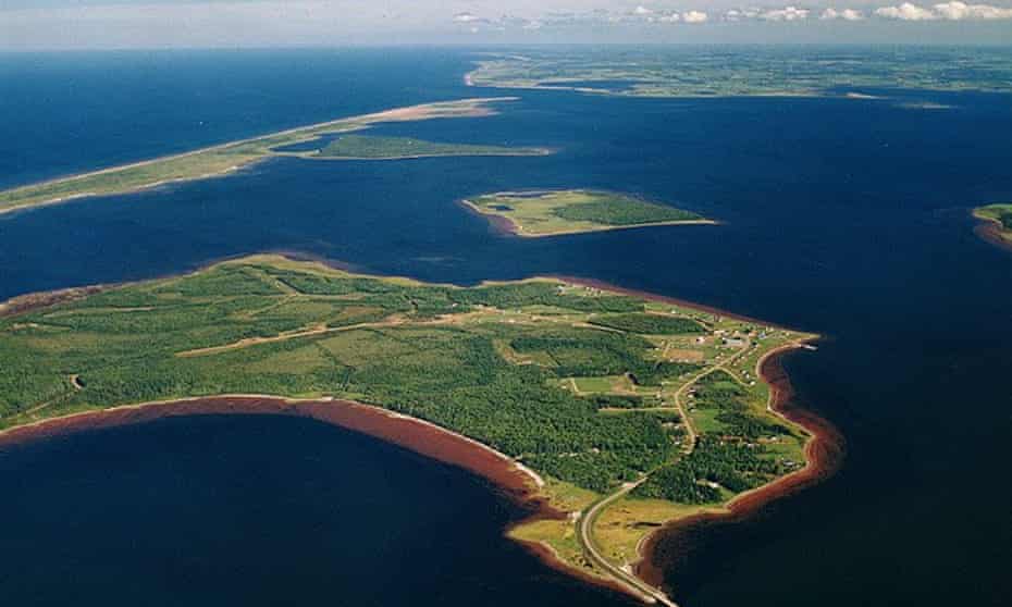 An aerial view of Lennox Island in eastern Canada.
