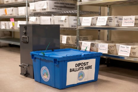 Boxes containing early voting and absentee ballots for the 2020 presidential election.