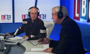 LBC presenter Nick Ferrari (right) speaks to Justin Welby, archbishop of Canterbury.