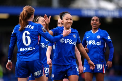 Lauren James after scoring Chelsea’s third goal.