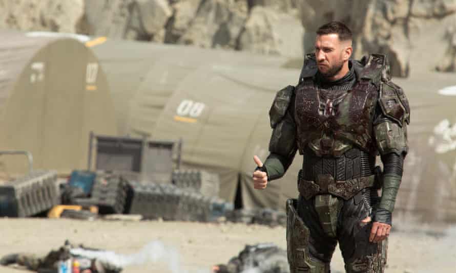 No helmet required … Pablo Schreiber on the set of Halo.