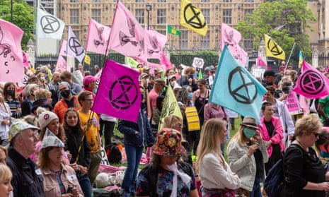 Extinction Rebellion activists in Parliament Square, Westminster, in June