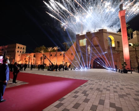 Fireworks explode during the reopening ceremony.