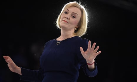 Liz Truss at the Conservative party leadership election hustings at Wembley Arena, London, in August.