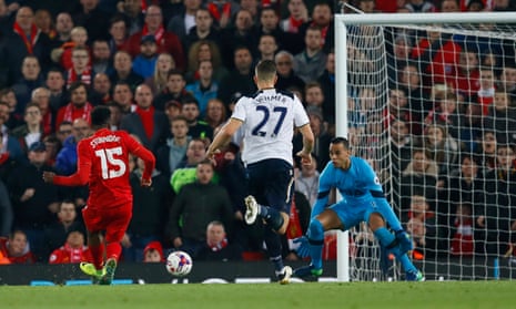 Daniel Sturridge breaks through to score his, and Liverpool’s, second.