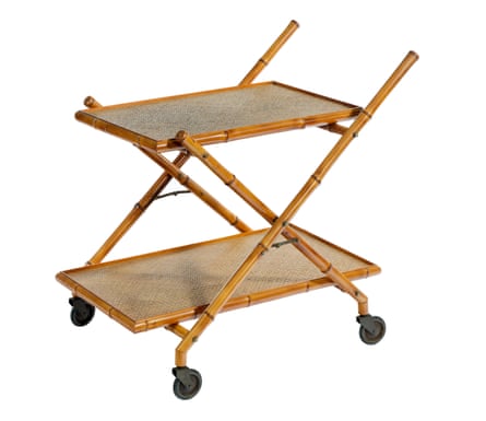 Serving trolley on wheels for diningtrolley on wheels old antique for dining or restaurants isolated on white with clipping path