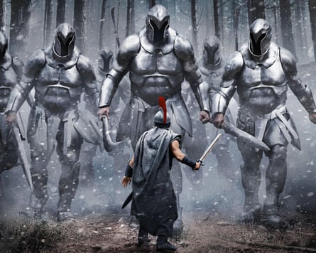 Odysseues faces armoured giants in a scene from the film
