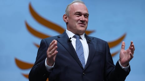 Lib Dems the last block against 'forces of darkness' led by Farage, says Ed Davey | Liberal Democrats | The Guardian