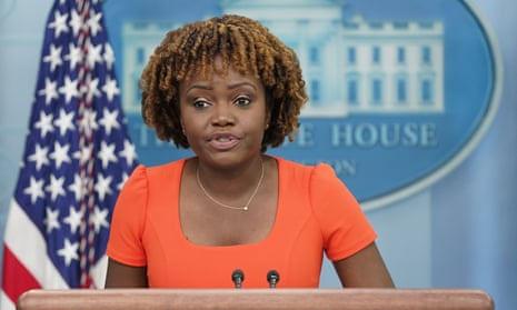 White House press secretary Karine Jean-Pierre speaks to reporters on Wednesday.