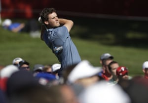 Thomas Pieters hits a drive as Europe fight back.