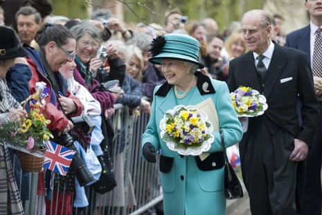 Queen Elizabeth II and the Duke of Edinburgh meet the crowds after the Maundy Service at St Edmundsbury Cathedral, in Bury St Edmunds.