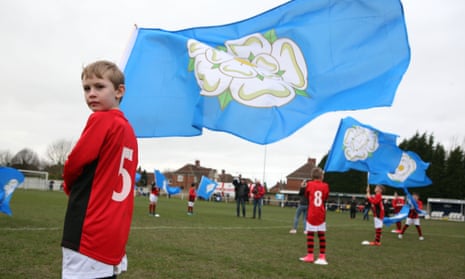 Players ran on to the pitch flanked by local schoolchildren clutching flags bearing with the white rose of York.