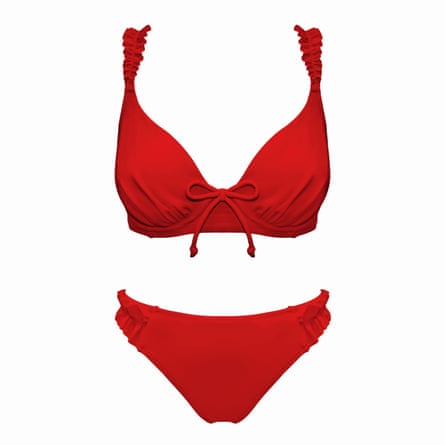 Red frill detail bikini