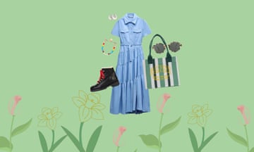 A title collage of a spring outfit against a floral backdrop