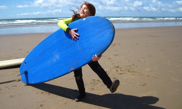 Surf lesson on Rhossili beach, 2010