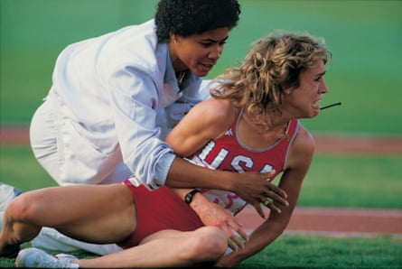 Mary Decker after a fall in the 3000m semi-finals at the 1984 Summer Olympics. Los Angeles, USA, August, 1984