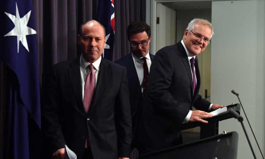 Treasurer Josh Frydenberg, minister for agriculture David Littleproud and PM Scott Morrison