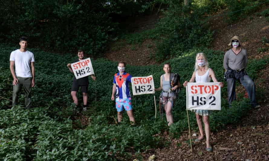 Members of HS2 Rebellion in the woods.