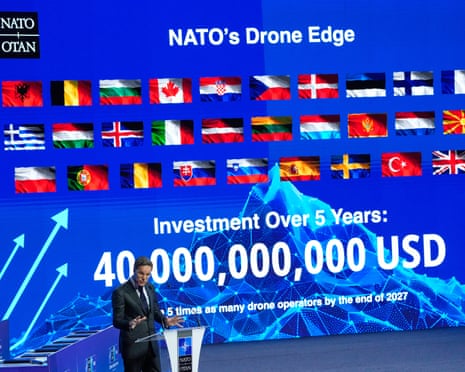 Nato Secretary General Mark Rutte speaks during the Nato Defense Industry Forum at the NATO summit in Ankara, Turkey.