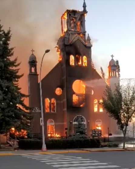 Fire destroys a Catholic church in Morinville, Alberta.