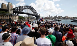 A citizenship ceremony in the harbour during Australia Day celebrations in Sydney, Australia, January 26, 2016.