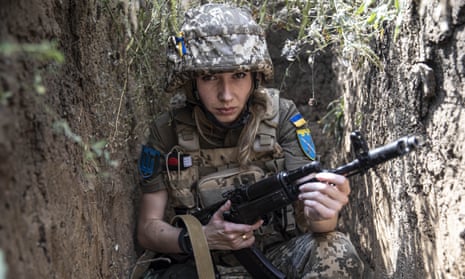 A Ukrainian soldier seen on the frontline in Ukraine’s eastern Donbas region of Donetsk on 15 August.