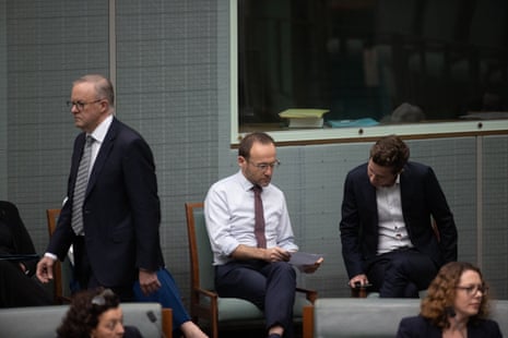 Anthony Albanese leaves after talking to Greens leader Adam Bandt and housing spokesperson Max Chandler-Mather.
