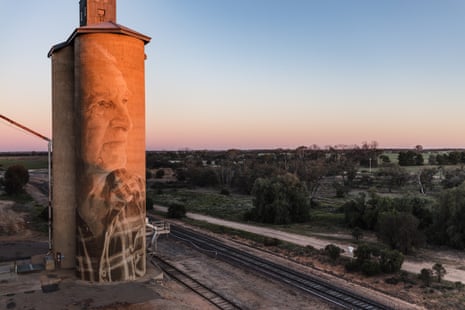 Melbourne artist Rone’s mural on a silo at Lascelles, Victoria, Australia.