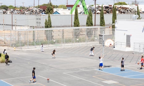 Adolescents play outdoor on courts