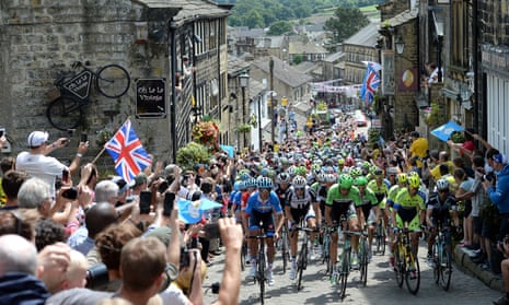 Stage two of the Tour de France passing through Haworth, Yorkshire in July 2014
