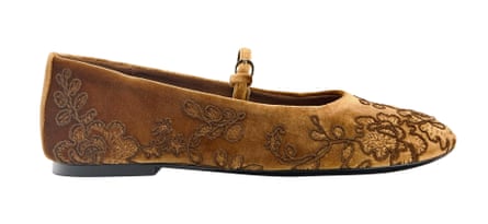 brown velvet embroidered flats