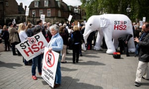 Protesters against HS2 outside parliament in 2014.