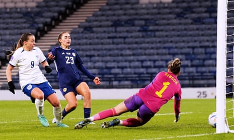 England’s Fran Kirby scores their side’s fifth goal of the game.